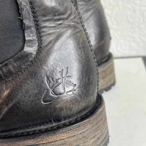 John Fluevog Locke Chelsea Ankle Boots Black Leather Pull On Men's Size 9 M