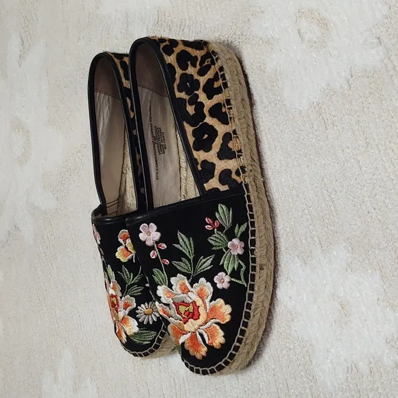 Johnny Was Floral Embroidered Women's Espadrilles Shoes size 8.5