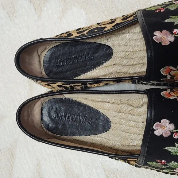 Johnny Was Floral Embroidered Women's Espadrilles Shoes size 8.5