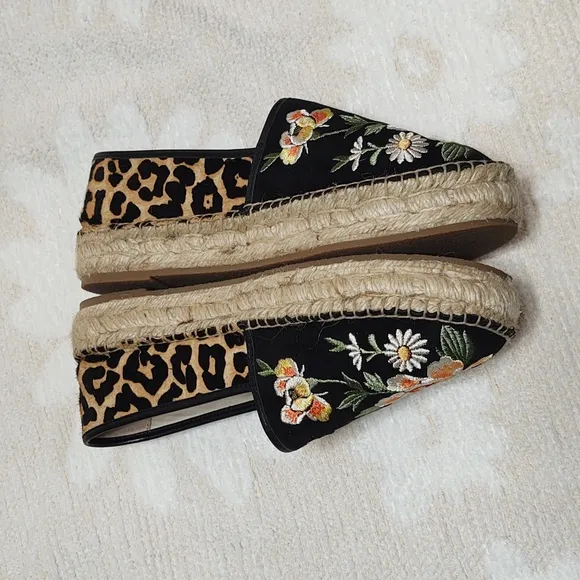 Johnny Was Floral Embroidered Women's Espadrilles Shoes size 8.5