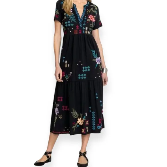 Johnny Was • Katie Henley Tiered Knit Floral Dress
