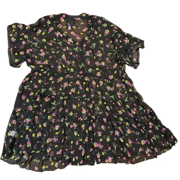Johnny Was NATALIA TIERED Silk MINI DRESS Size Large