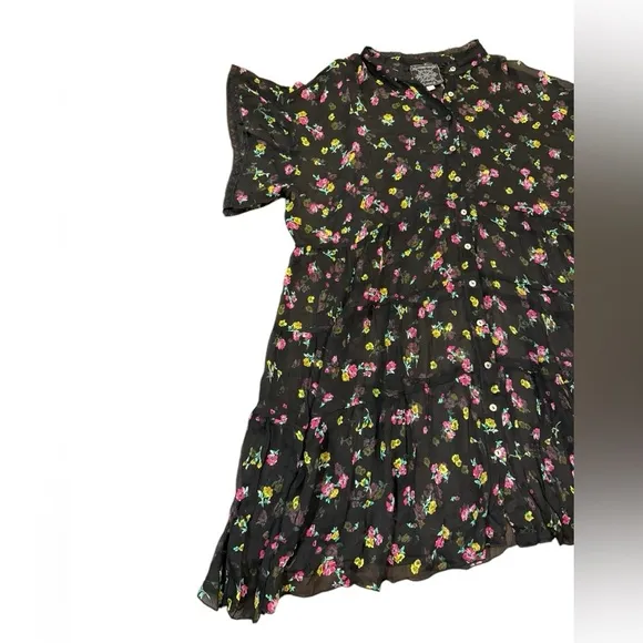 Johnny Was NATALIA TIERED Silk MINI DRESS Size Large