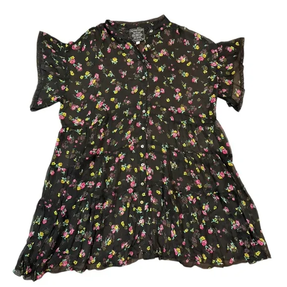 Johnny Was NATALIA TIERED Silk MINI DRESS Size Large
