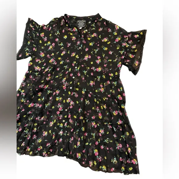 Johnny Was NATALIA TIERED Silk MINI DRESS Size Large