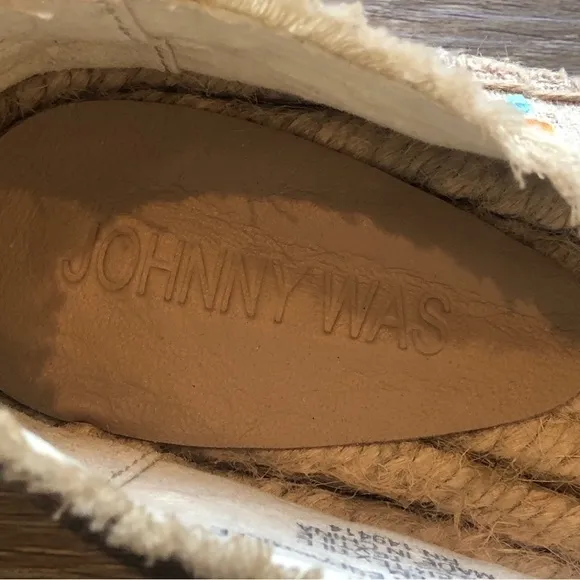 Johnny Was Parker Espadrille Embroidered Beige Slip On Flats Size 6
