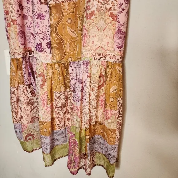 Johnny Was River Tiered Maxi Skirt Pull On Belted Silk Cotton Size XL