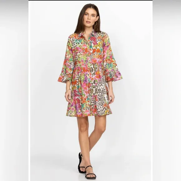 Johnny‎ Was Wild Garden Easy Fit Tiered  Mini Dress Large Retail $198