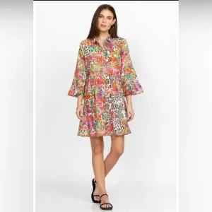 Johnny‎ Was Wild Garden Easy Fit Tiered  Mini Dress Large Retail $198