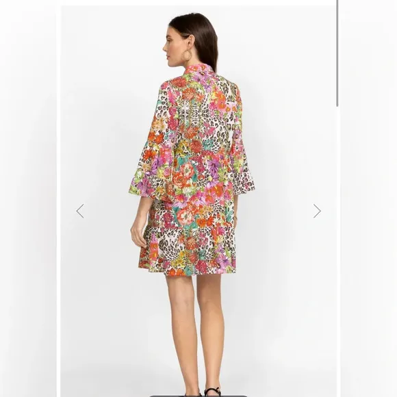 Johnny‎ Was Wild Garden Easy Fit Tiered  Mini Dress Large Retail $198