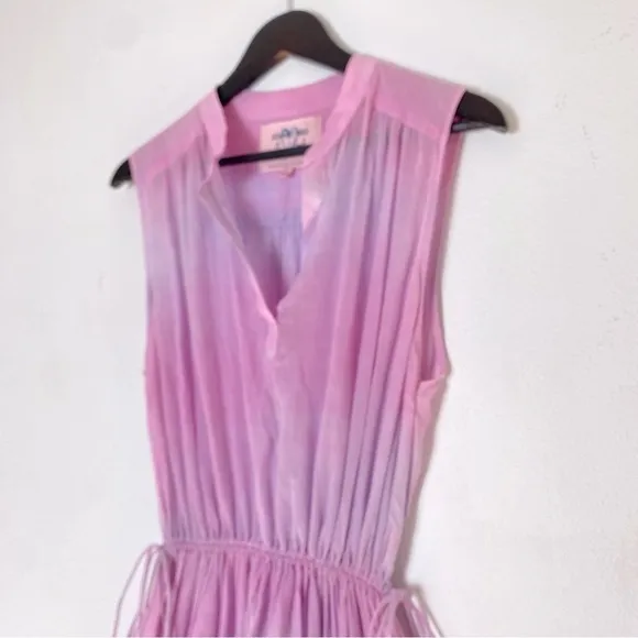 JOHNNY WAS X Amanda Bond Pink Pastel Maxi Boho Coastal Tie Dye Dress M/L