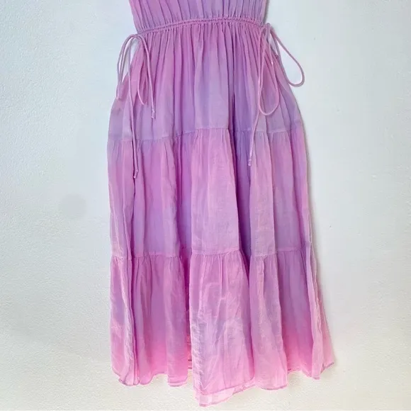 JOHNNY WAS X Amanda Bond Pink Pastel Maxi Boho Coastal Tie Dye Dress M/L