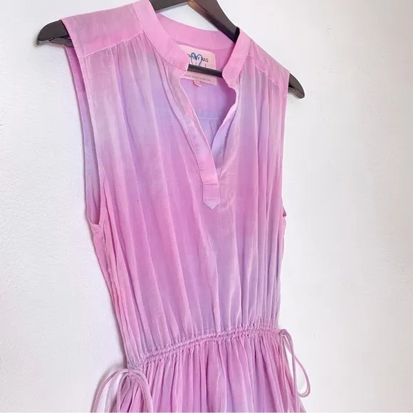 JOHNNY WAS X Amanda Bond Pink Pastel Maxi Boho Coastal Tie Dye Dress M/L