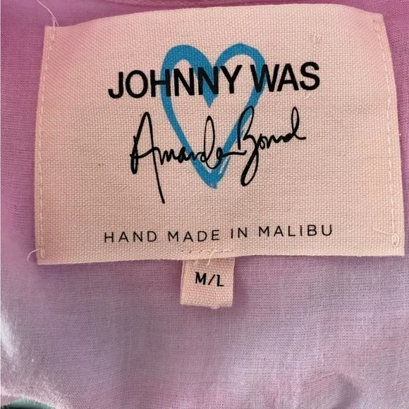 JOHNNY WAS X Amanda Bond Pink Pastel Maxi Boho Coastal Tie Dye Dress M/L