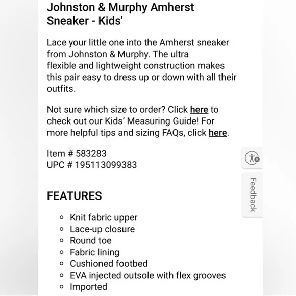Johnston &amp; Murphy Amherst Knit Navy Comfort Dress Sneakers Boys Size 3M