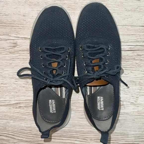 Johnston &amp; Murphy Amherst Knit Navy Comfort Dress Sneakers Boys Size 3M