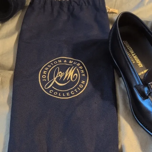 Johnston &amp; Murphy Black Leather Loafers with Horsebit Detail