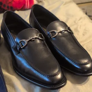 Johnston &amp; Murphy Black Leather Loafers with Horsebit Detail