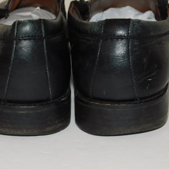 Johnston &amp; Murphy Black Slip On Leather Loafers Men's Size 11 1/2M Square Toe