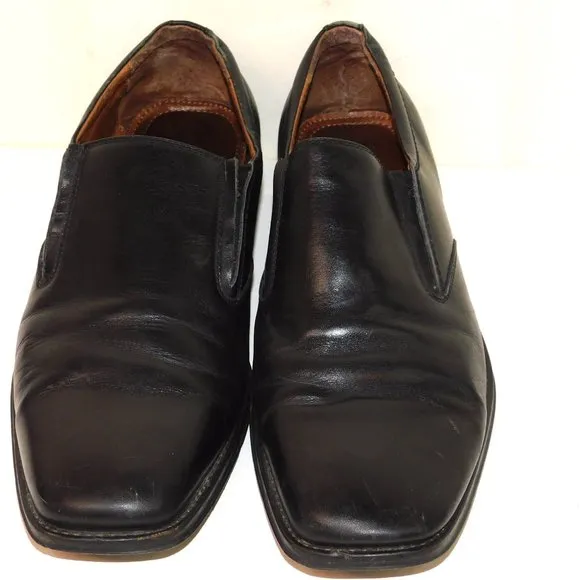 Johnston &amp; Murphy Black Slip On Leather Loafers Men's Size 11 1/2M Square Toe