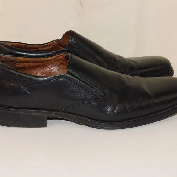 Johnston &amp; Murphy Black Slip On Leather Loafers Men's Size 11 1/2M Square Toe