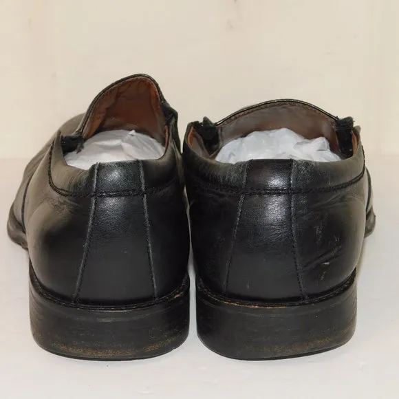 Johnston &amp; Murphy Black Slip On Leather Loafers Men's Size 11 1/2M Square Toe