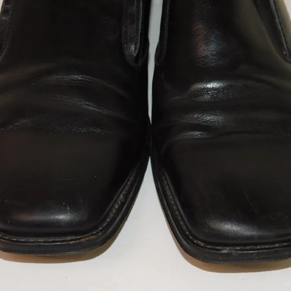 Johnston &amp; Murphy Black Slip On Leather Loafers Men's Size 11 1/2M Square Toe