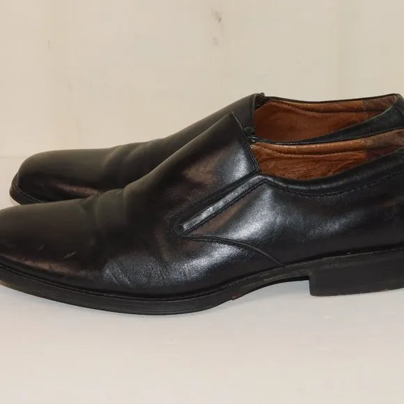 Johnston &amp; Murphy Black Slip On Leather Loafers Men's Size 11 1/2M Square Toe
