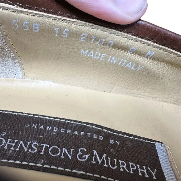 Johnston &amp; Murphy Brown Croc Embossed Leather Kiltie Tassel Loafers Mens Size 8
