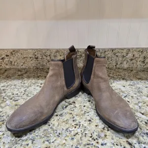 JOHNSTON &amp; MURPHY HENRICK Chelsea Boots MENS SHOE 8.5 BROWN NUBUCK Pull On