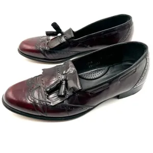 JOHNSTON &amp; MURPHY Men's 10.5 Narrow Burgundy Leather Tassel Dress Shoes Loafers