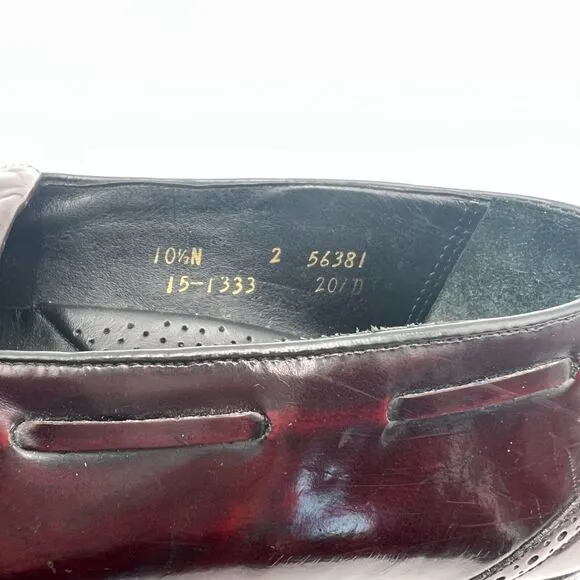 JOHNSTON &amp; MURPHY Men's 10.5 Narrow Burgundy Leather Tassel Dress Shoes Loafers