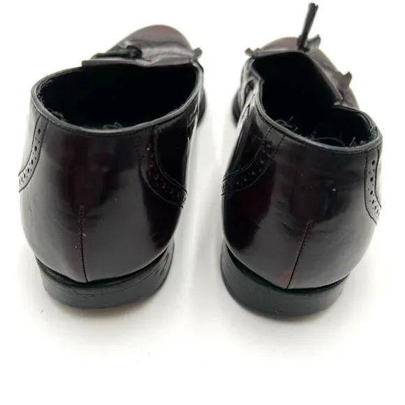 JOHNSTON &amp; MURPHY Men's 10.5 Narrow Burgundy Leather Tassel Dress Shoes Loafers