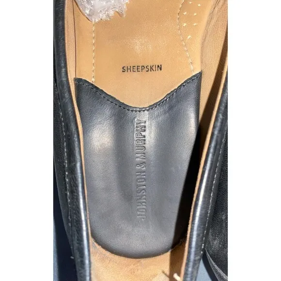 Johnston &amp; Murphy Men's Casual Loafers Shoes Size 9.5 Sheepskin Leather Black