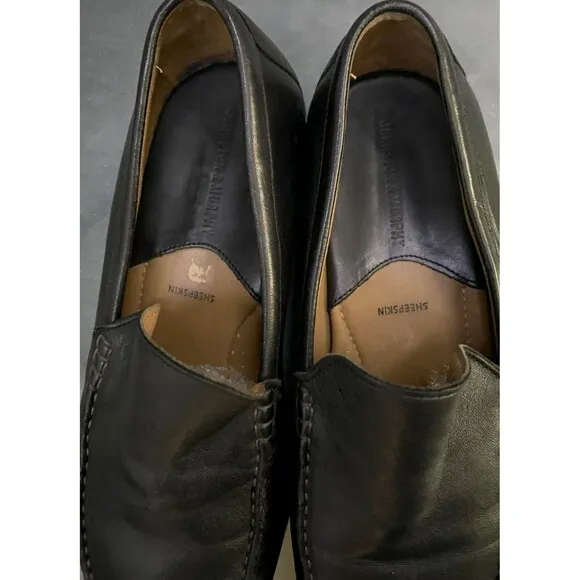 Johnston &amp; Murphy Men's Casual Loafers Shoes Size 9.5 Sheepskin Leather Black