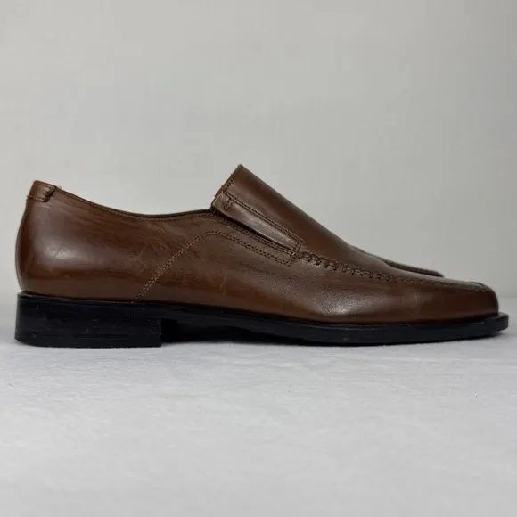 Johnston &amp; Murphy Mens Classic Loafers Brown Leather Slip On Shoes Size 10M