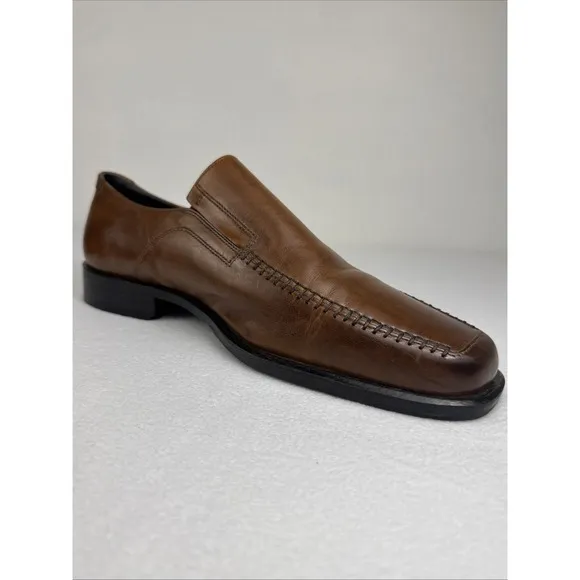 Johnston &amp; Murphy Mens Classic Loafers Brown Leather Slip On Shoes Size 10M