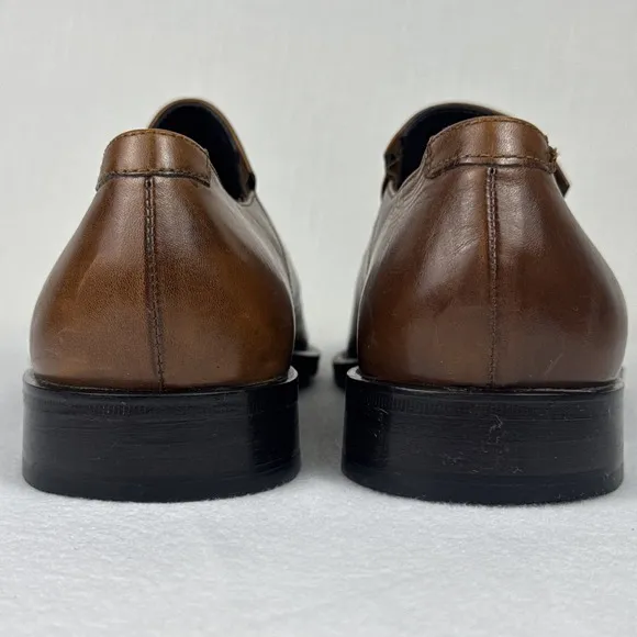 Johnston &amp; Murphy Mens Classic Loafers Brown Leather Slip On Shoes Size 10M
