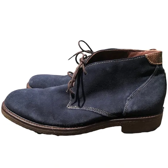 JOHNSTON &amp; MURPHY MENS NAVY SHEEPSKIN BOOTS