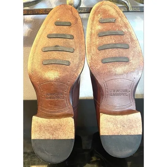 Johnston &amp; Murphy Nolen Double Monk Cap Toe Brown Leather Men’s Loafers Shoes 9M