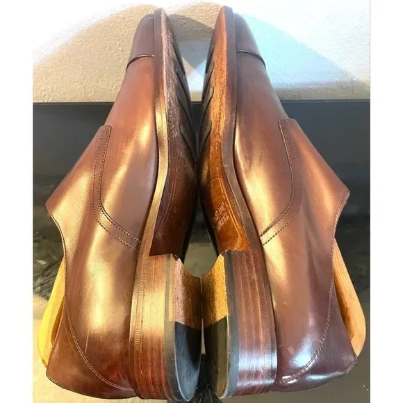 Johnston &amp; Murphy Nolen Double Monk Cap Toe Brown Leather Men’s Loafers Shoes 9M