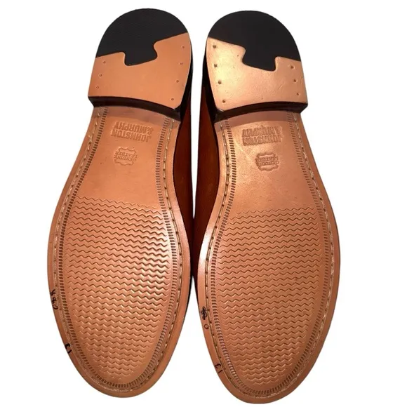 Johnston &amp; Murphy Sheepskin Horsebit Loafers Men’s 13M – Tan Leather Dress Shoes