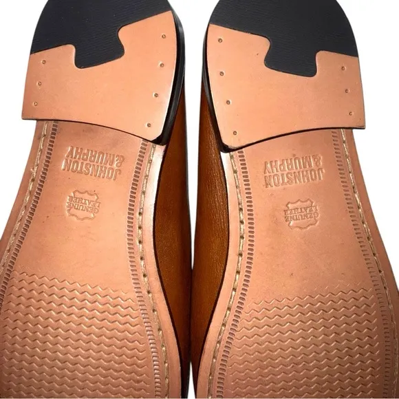 Johnston &amp; Murphy Sheepskin Horsebit Loafers Men’s 13M – Tan Leather Dress Shoes