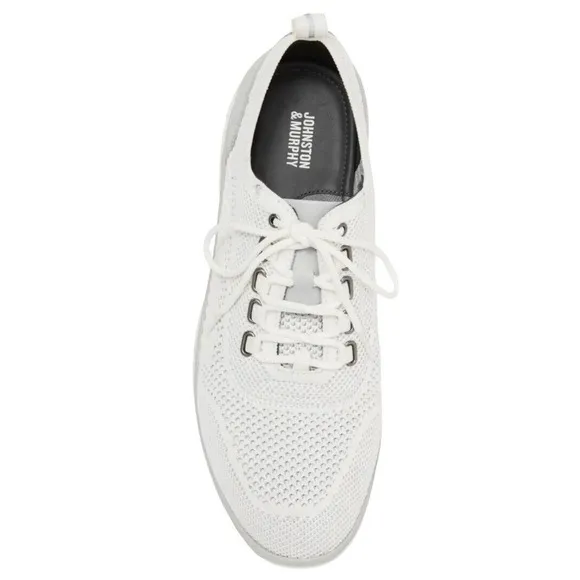 Johnston &amp; Murphy Shoes Men's 8.5M Parsons Knit U Throat White Gray Sneakers