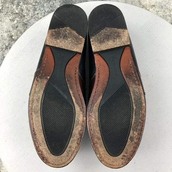 Johnston &amp; Murphy Size 9.5M Aragon Black Brown Deerskin Penny Loafers ITALY