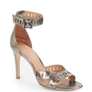 Joie Airlie Gunmetal Ankle Strap Cutout Heels Leather Sandals Size