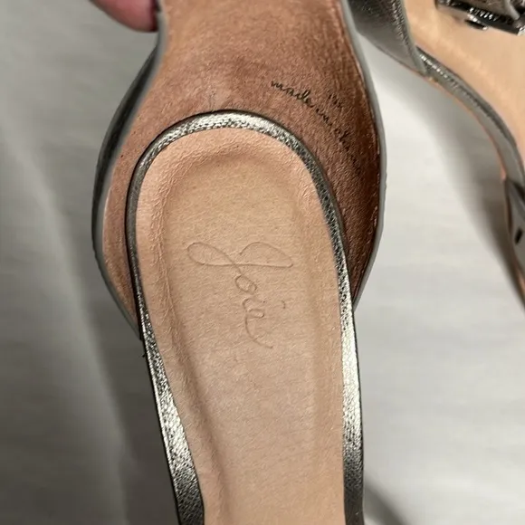Joie Airlie Gunmetal Ankle Strap Cutout Heels Leather Sandals Size