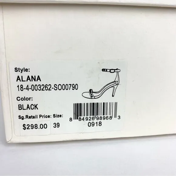 Joie Alana Pearl Studded Ankle Strap Heeled Sandals Black Size 9