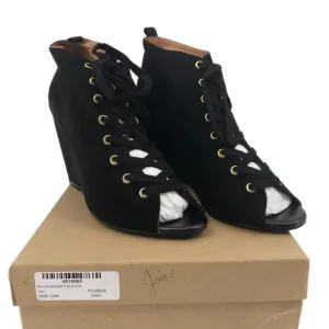 Joie Black &amp; Gold Lace-Up Heeled Boots | Versatile for All Seasons
