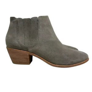 Joie Women Suede Ankle Boots Western Style Stacked Block Heel Taupe Pull On 39.5